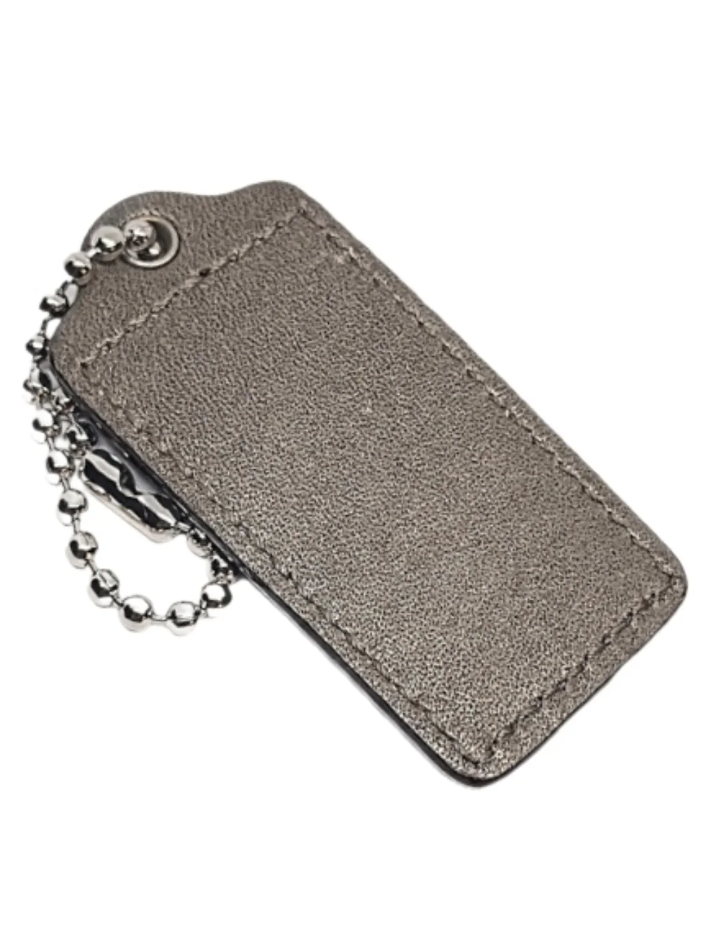 🤎 2.5" Y2K Coach Metallic Bronze Leather Hang Tag Bag Fob Charm Keychain Rare - Picture 4 of 5